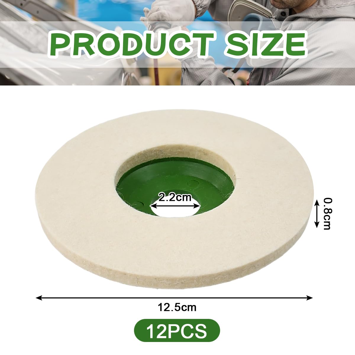 12 Pcs Disque Polissage Meuleuse 125mm x 22mm, Disque à Polir en Feutre de Laine, Disques Ponçage Carrelage Souple, Accessoires de Lustrage et de Polissage, pour Meuleuse d'Angle Verre Métal
