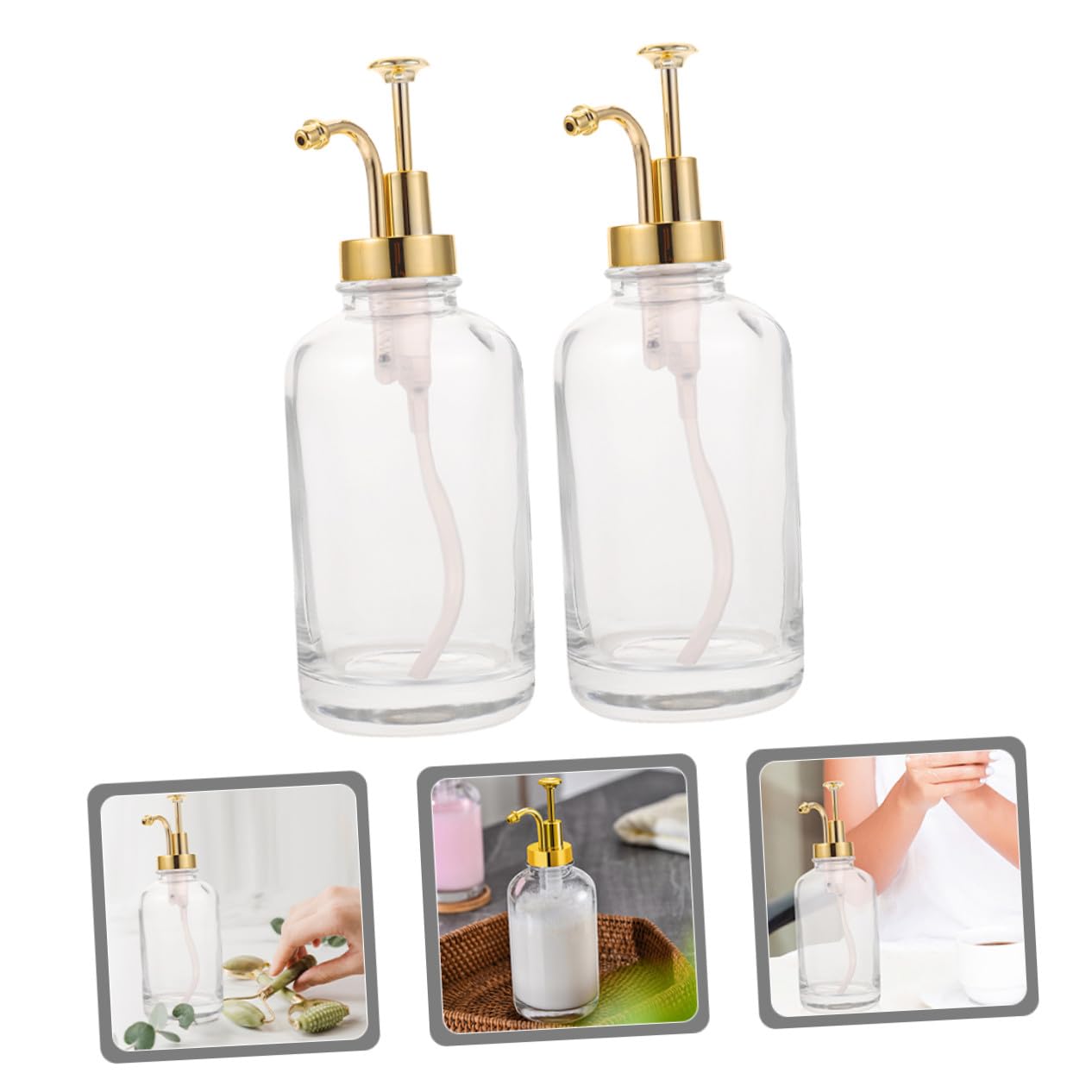 IMIKEYA Distributeur de Sirop de Café à Pompe 500ml, Lot de 2 en Verre