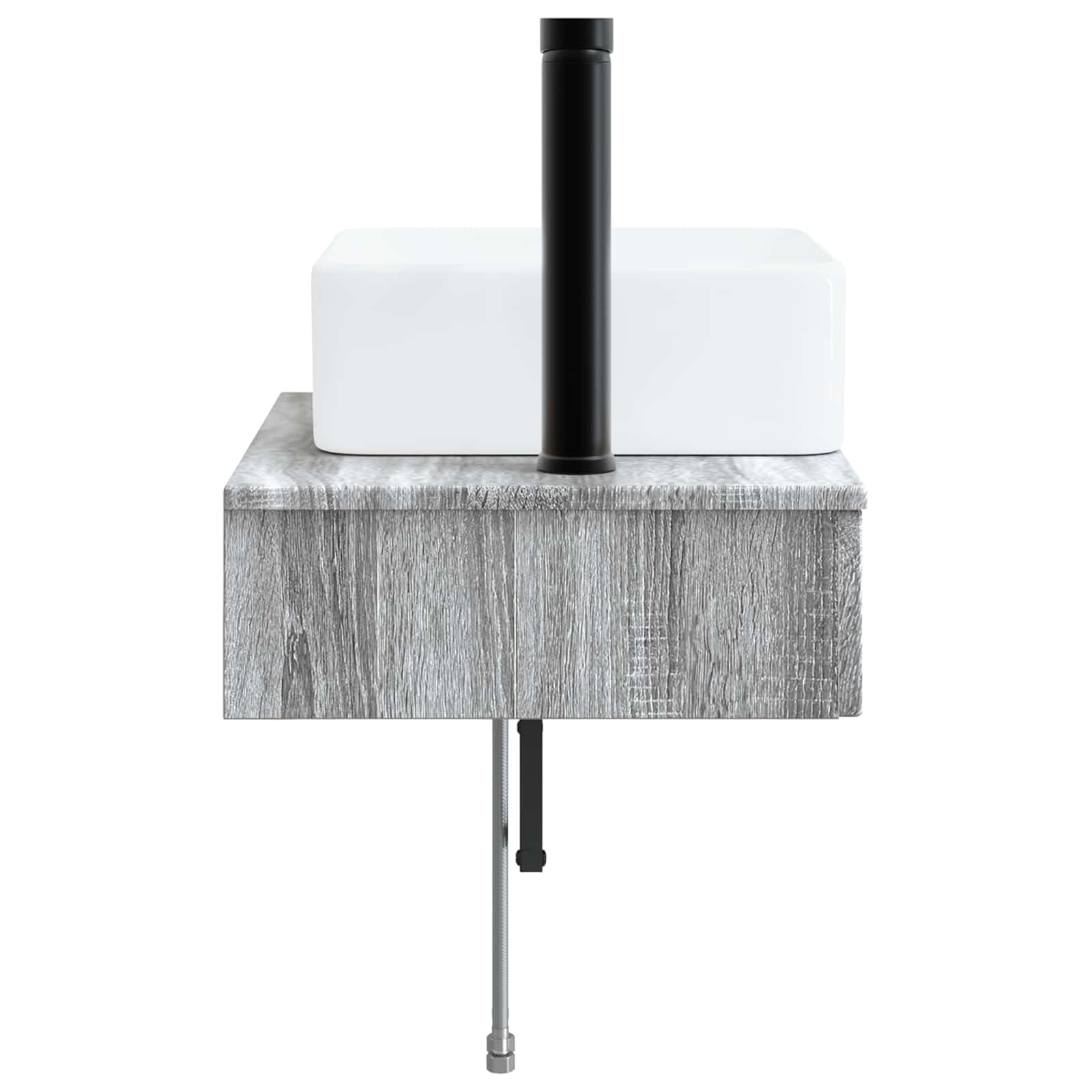 Wandmontiertes Waschbecken Grau Sonoma Holzwerkstoff 53 x 35 x 39 cm mit integriertem Becken platzsparende Wandhalterung für Badezimmer Gäste WC