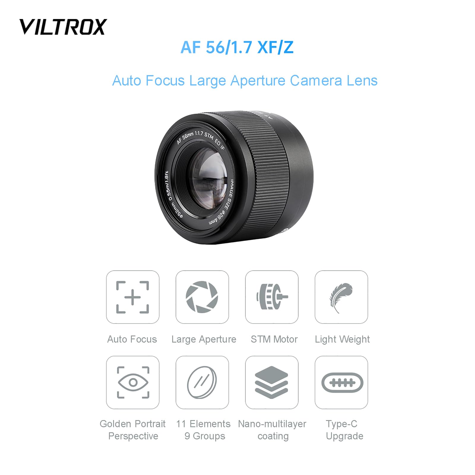 VILTROX Obiektyw AF 56 mm F1.7 Fuji XF APS-C Auto Focus Lekki