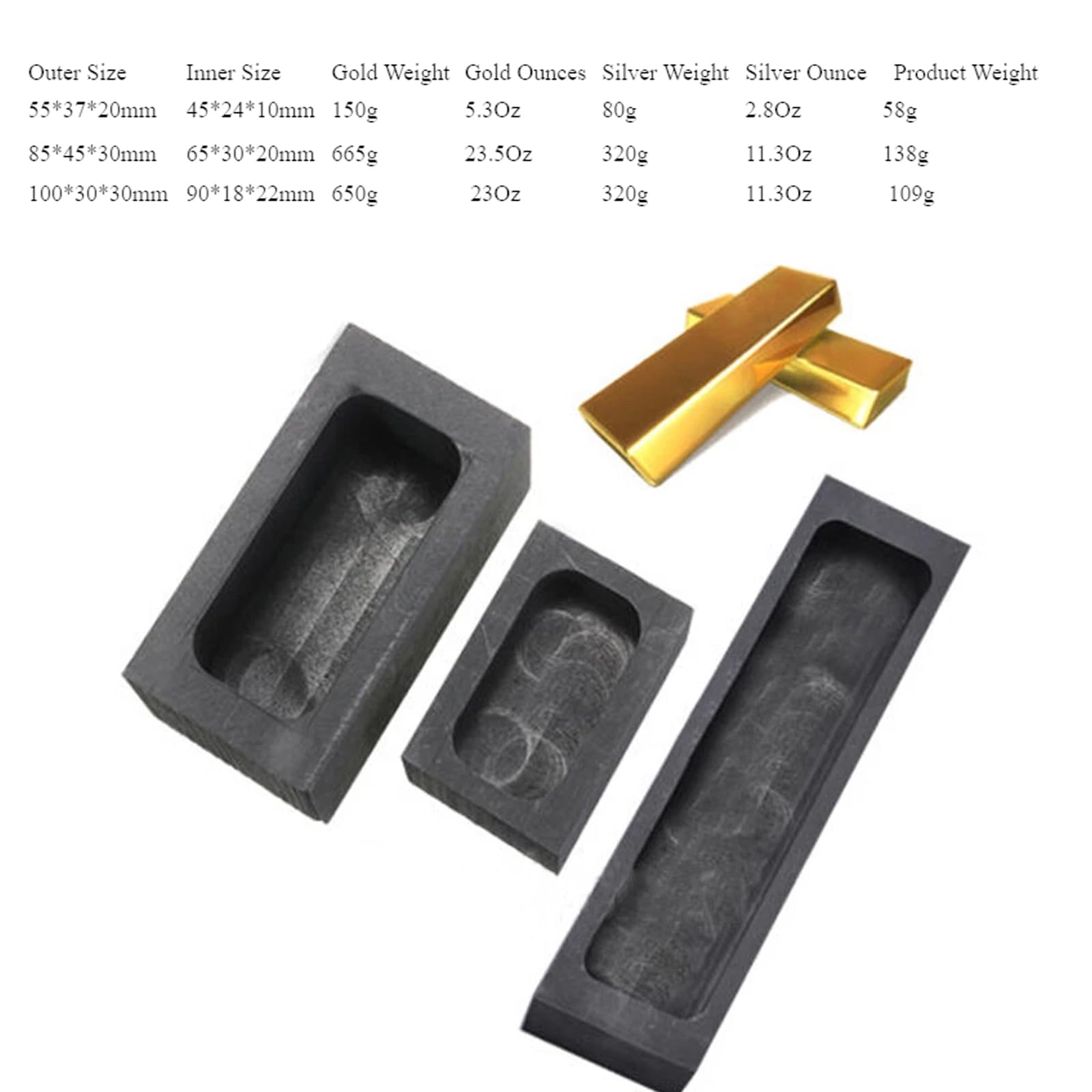 Hochreine Graphitguss Schmelz Crucible Graphit Gussform Tiegel Barren für Schmelzen Casting Raffination Gold Silber Metall Aluminium Kupfer Messing