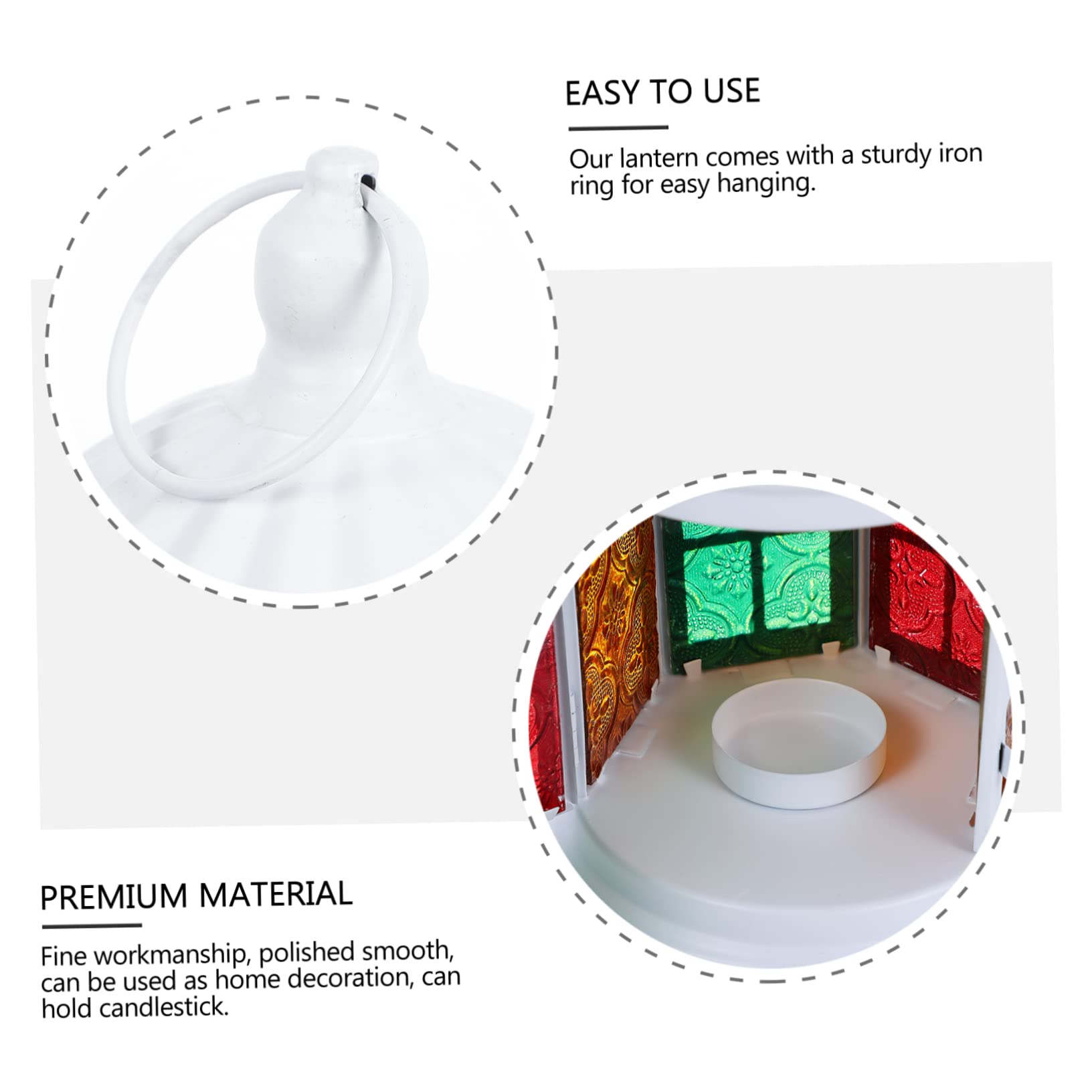 Cabilock Stained Glass Chandelier Moroccan Style Light Decor Tealight Candle Holder Garden Fire Wedding Centerpieces for Tables Outdoor Decor Retro Candle Lamp White Props Tinplate Desktop