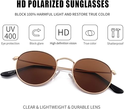 Miniatura 2 de Gafas de sol polarizadas de metal redondas pequeñas para hombres y mujeres, lentes espejadas, gafas de sol clásicas circulares