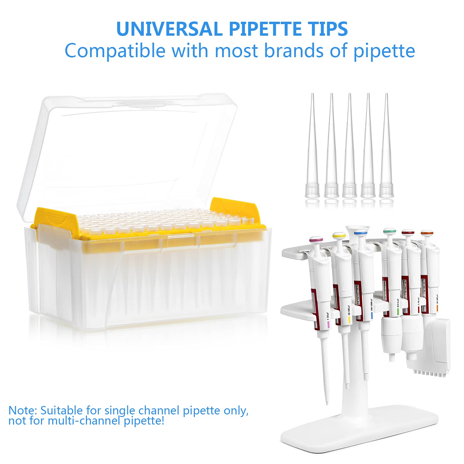 Pipeta universal sin filtro, puntas de pipeta 100ul con caja de DNasa/RNase libre de 96 puntas/rack paquete x 10 estantes (960 puntas)