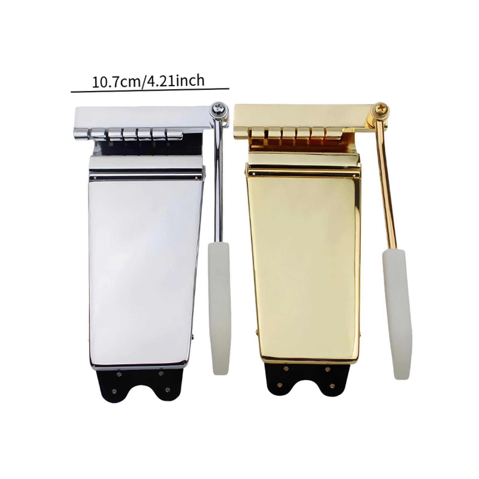 TISHITA Tremolo Bridge für LP E Gitarre Vibrato Tailpiece Arm Aus Messing mit Stabile Bauweise für Gitarristen Musikproben, Silber