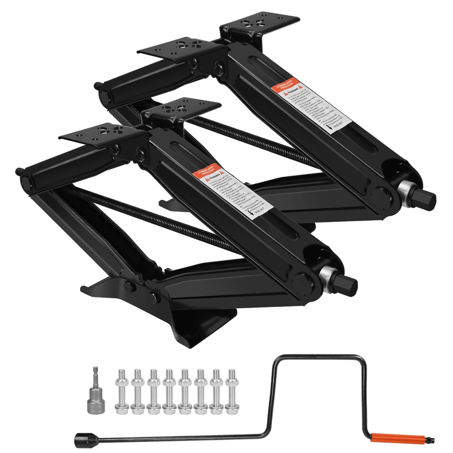 Photo 1 of AUTOINS 24" 6500lbs RV Scissor Stabilizer Jacks Set of 2 - Trailer Camper Leveling Jacks for Travel Camping - Anti Rust Coating, Heavy-Duty Rolled Steel - with Drill Socket,Hand Crank,Screw Bolts