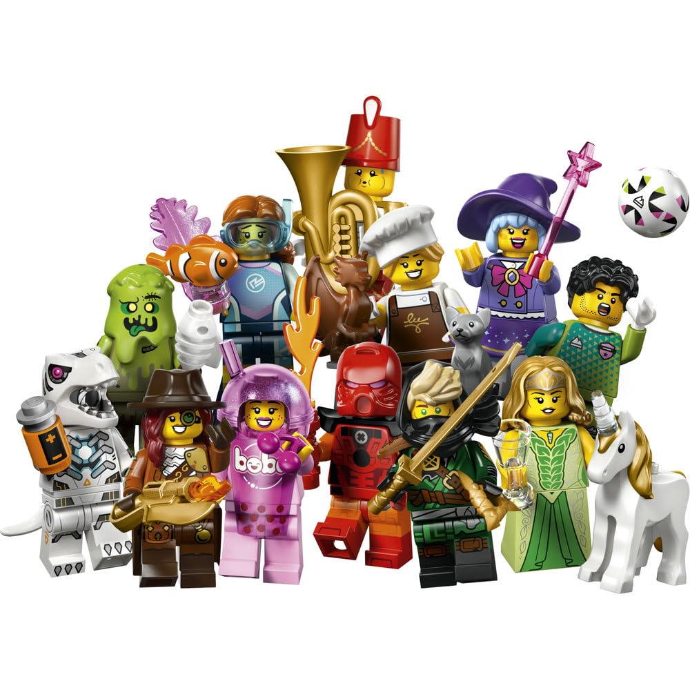 LEGO Minifigures Seria 29, tajemnicze pudełko, kolekcjonerska zabawka, figurki dla dzieci: bramkarz, czarownica, elfka z jednorożcem i nie tylko, 1 z 12 do zebrania, prezent dla 6-latków 71052