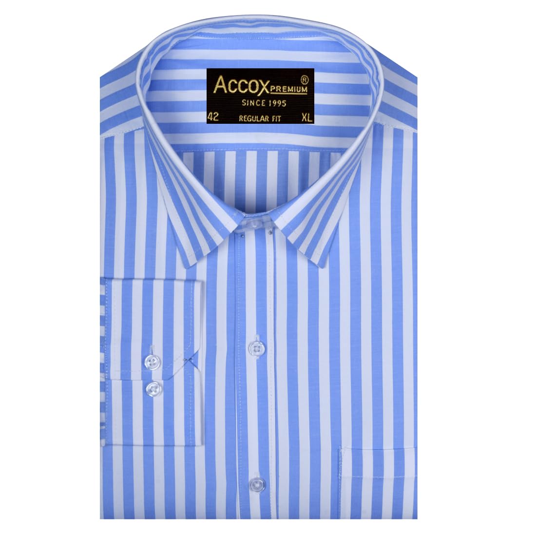 accox Men's Breathable Cotton Full Sleeves Striped Regular Fit Shirt (GCR491)-picture-15