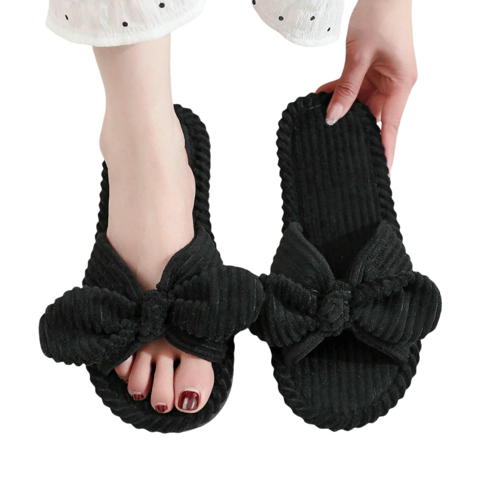 Chaussons Chaussures De Salon Nœud en Velours Velours-Gris Bleu-40-41