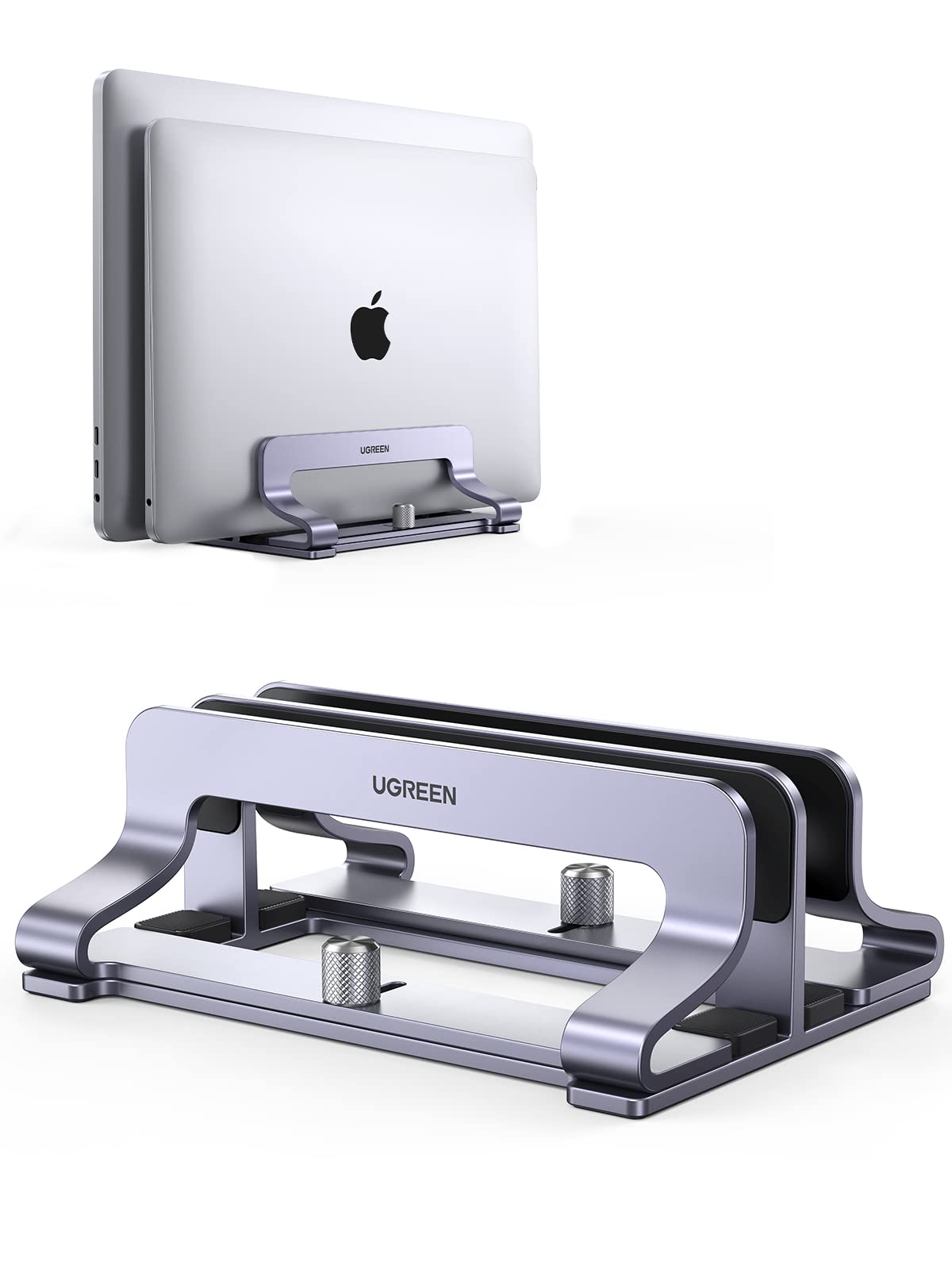 UGREEN Masa için Dikey Dizüstü Bilgisayar Standı Çift Yuvalı Dizüstü Bilgisayar Standı Tutucu Ayarlanabilir Dock Alüminyum Masaüstü Standı MacBook Air Pro, Microsoft Surface Laptop 4, LG Gram 17 ile