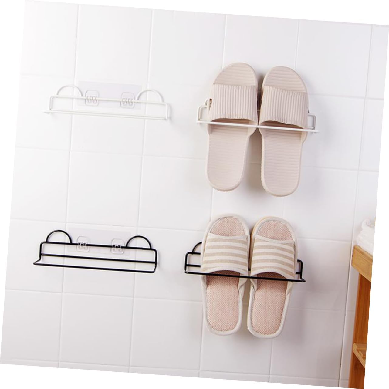 Wall Hanging Shoe Rack Black Single Layer Metal for Sandals Sneakers