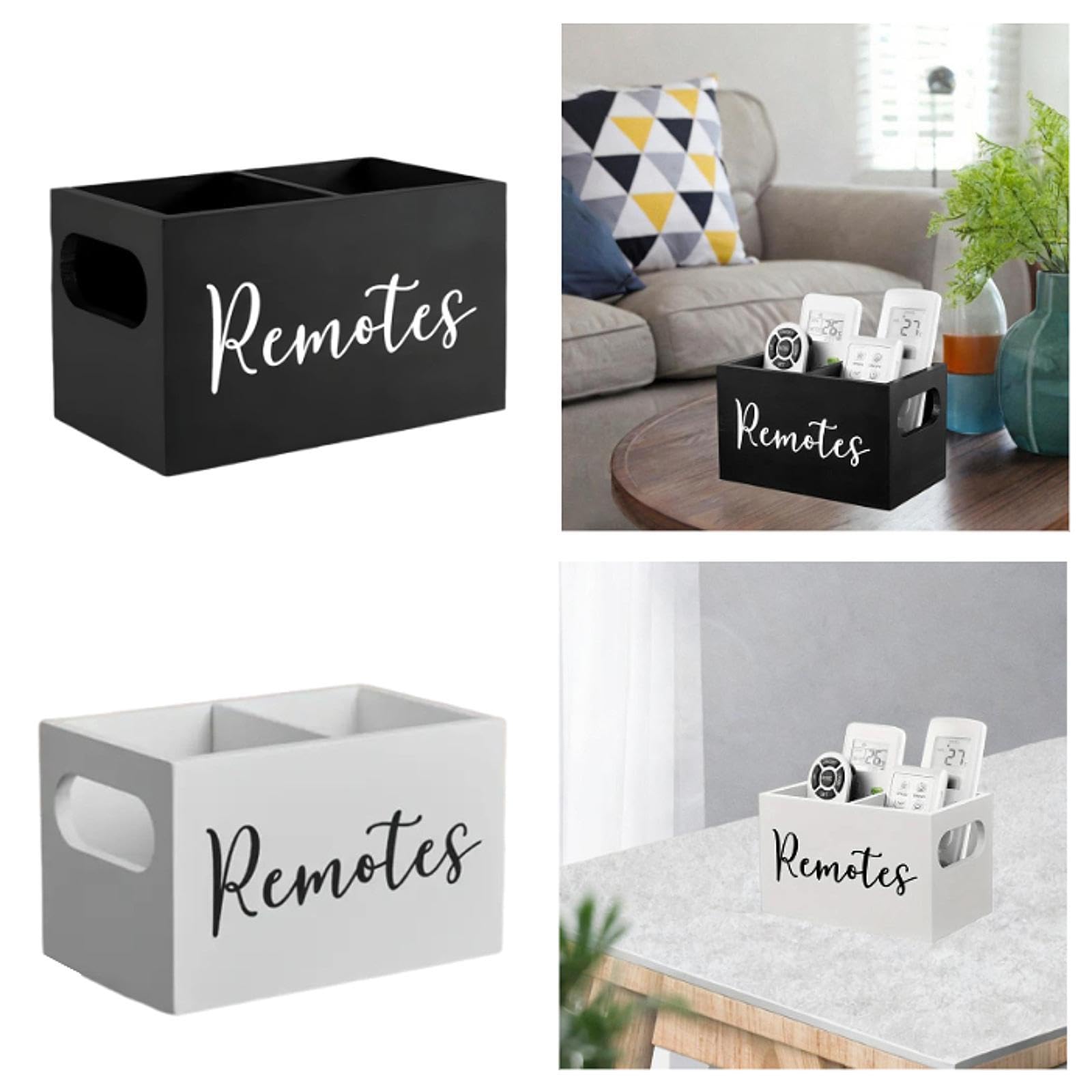 Enakshi®, supporto per telecomando in legno, stile retrò, per letto, comodino, divano, nero, casa e giardino, forniture per la casa e le pulizie, organizzazione della casa e altre organizzazioni