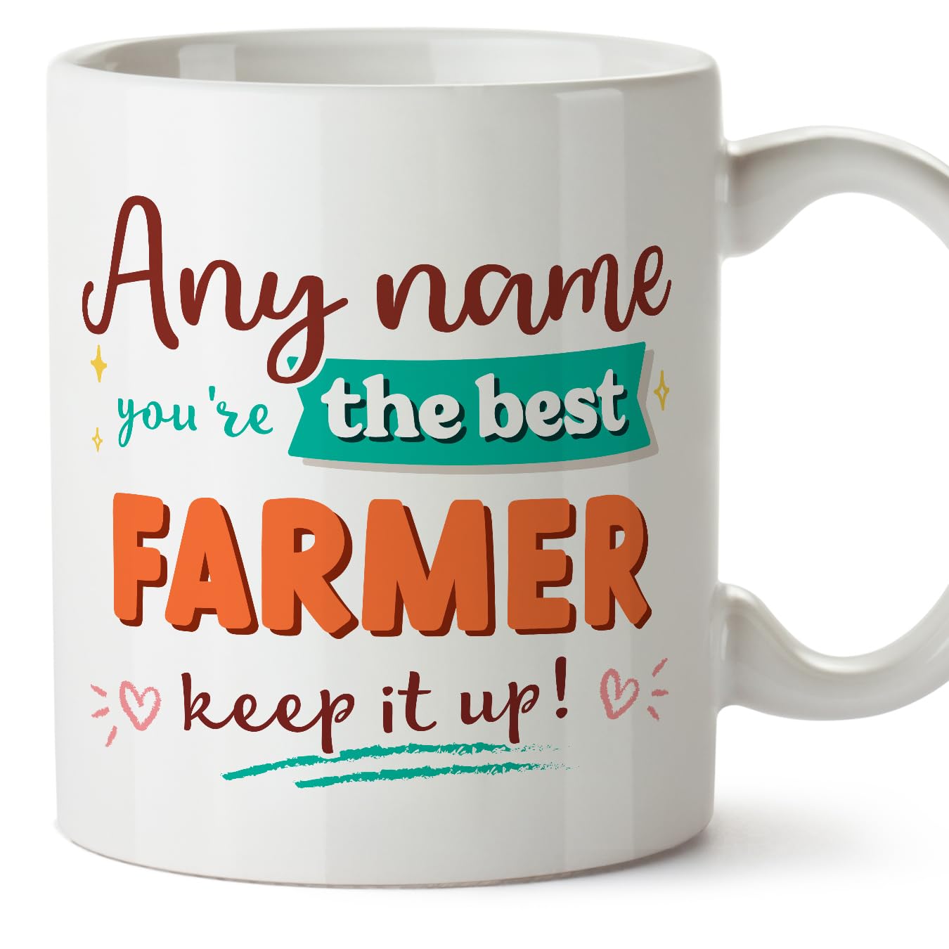 MUGFFINS Personalised Mug for Farmer Woman - in English - Keep it up! - Funny Custom Gift for Colleagues - Ceramic 11oz Mug