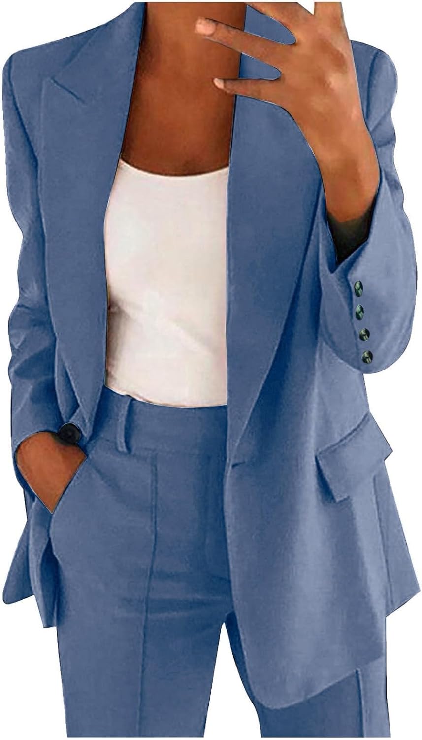 Womens Blazer Sets 2 Piece Outfits Pants Suits Dressy Business Casual Outfits Blazers Pantsuit Set Work Office Jacket