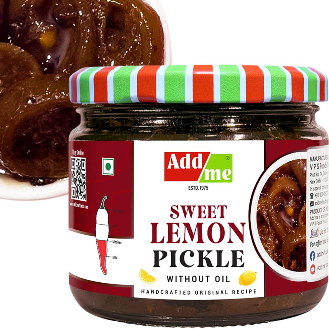 Add me Sweet-Sour Black lemon pickle 350 G Without Oil Lime Pickles Khatta Meetha Nimbu Aged purana Nimbu Ka Achar 350g Homemade Recipe & Taste Glass Jar