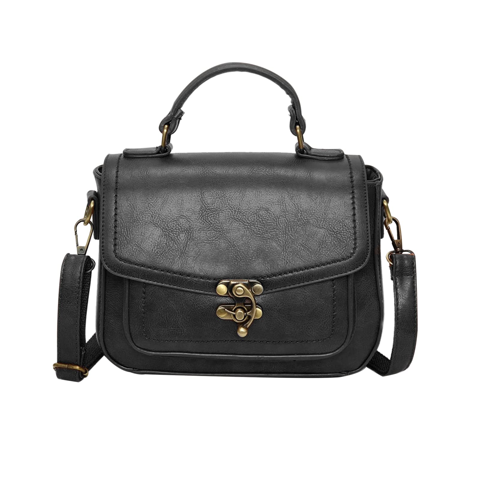 Umhängetasche Damen Schultertasche Retro Handtasche Schulterbeutel für Reise Dating Einkaufen Täglicher Gebrauch Schwarz