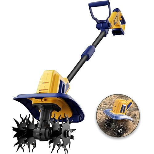 Cordless Tiller Cultivator Compatible with Dewalt 20V Battery(Tool Only), Electric Garden Tiller w/270 RPM, 48 Steel Tines, 8.7" Tilling Width, 6.3" Depth, Portable Rotary Tiller