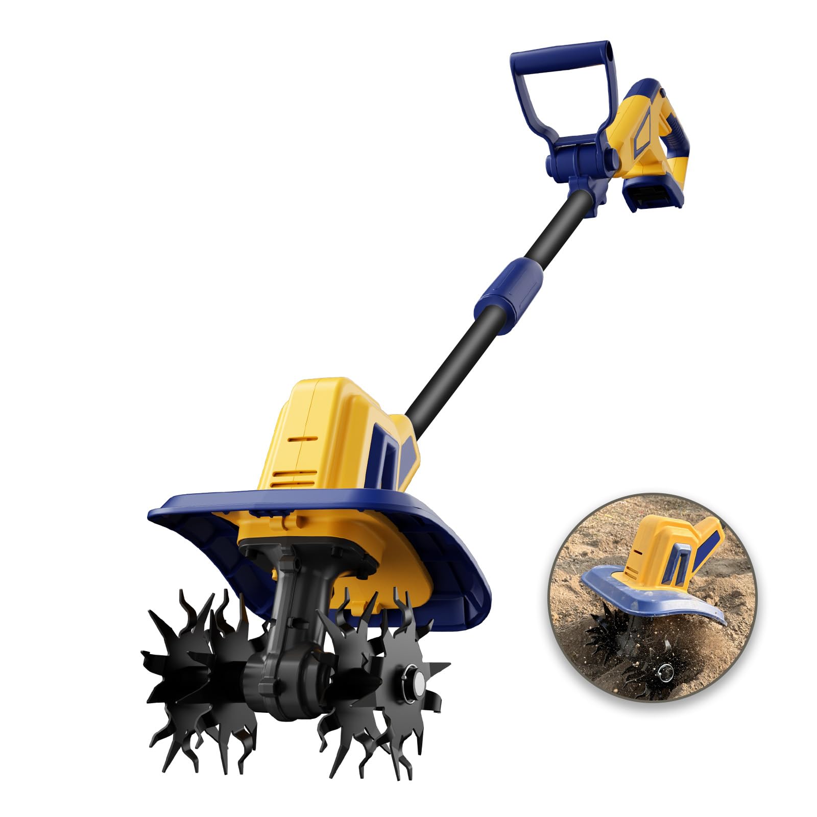 FORDWALT Cordless Tiller Cultivator for Dewalt 20V MAX Battery, Mellif Electric Garden Tiller w/270 RPM, 48 Steel Tines, 8.7" Tilling Width, 6.3" Depth, Portable Rotary Tiller (Battery not Included)