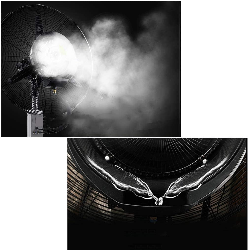 Pedestal Fan, Cooling Misting Spray Humidifier Quiet Tower Atomization Commercial Industrial Rotating Mobile Extendable Adjustable Stand - 50L Water Tank, Black-71cm