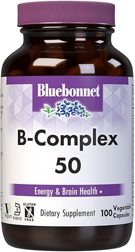 Miniatura 9 de Bluebonnet Nutrition - Cápsulas vegetales complejas para alivio del estrés B vitamina B6 B12 biotina folato vegano sin gluten soja y leche Kosher