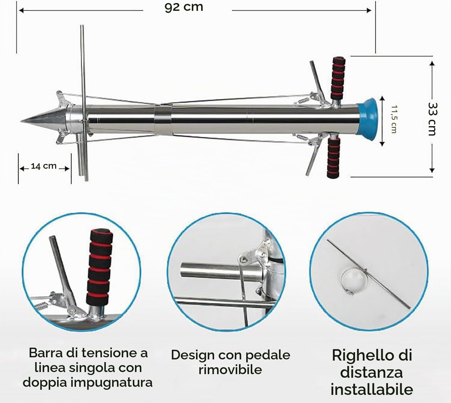 Trapiantatrice per piantine, Strumento per piantine di ortaggi con Doppia Impugnatura e Design a Pedale di misurazione, Strumento per piantare manualmente Il Giardino