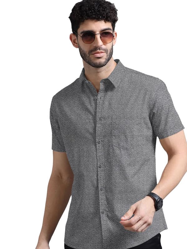 Image of BRUCEWANE Men's 100% Cotton Half Sleeve Shirt