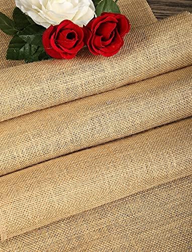 RAJRANG BRINGING RAJASTHAN TO YOU Pack of 2 Hessian Table Runner with Sewed Edge - 30 x 275 cm Each Natural Indian Rustic Brown Burlap Jute Fabric Roll for Crafting, Wedding Party Table Decoration