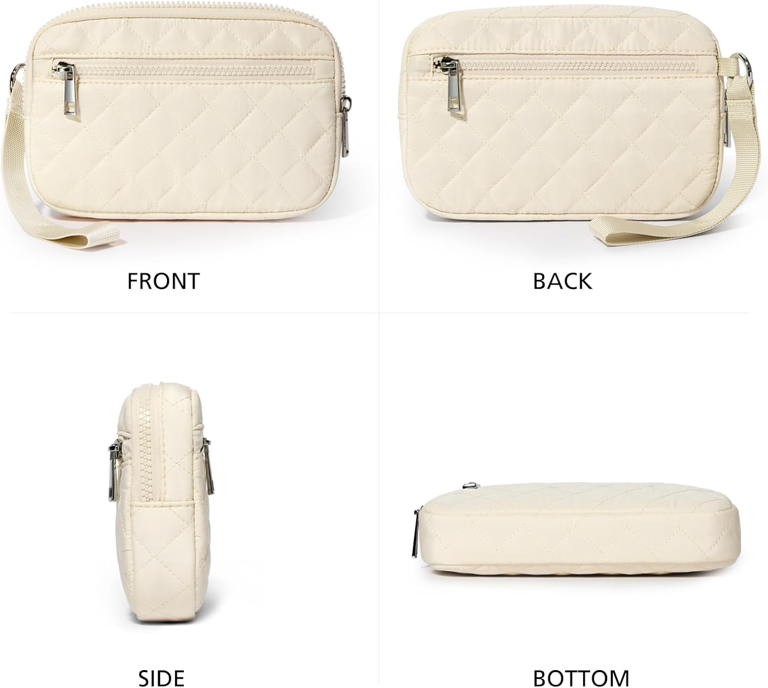 Small Wristlet Wallets for Women Quilted Nylon Wallet Purse RFID 3 Zipper Clutch for Travel Card Phone Organizer - Image 6