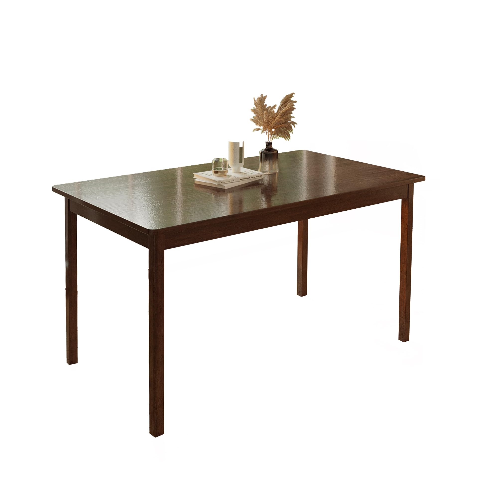 Mesa de comedor de madera maciza para 4-6 personas, mesa rectangular de cocina de 46 pulgadas, mesa de comedor para apartamento, sala de estar, restaurante (marrón)