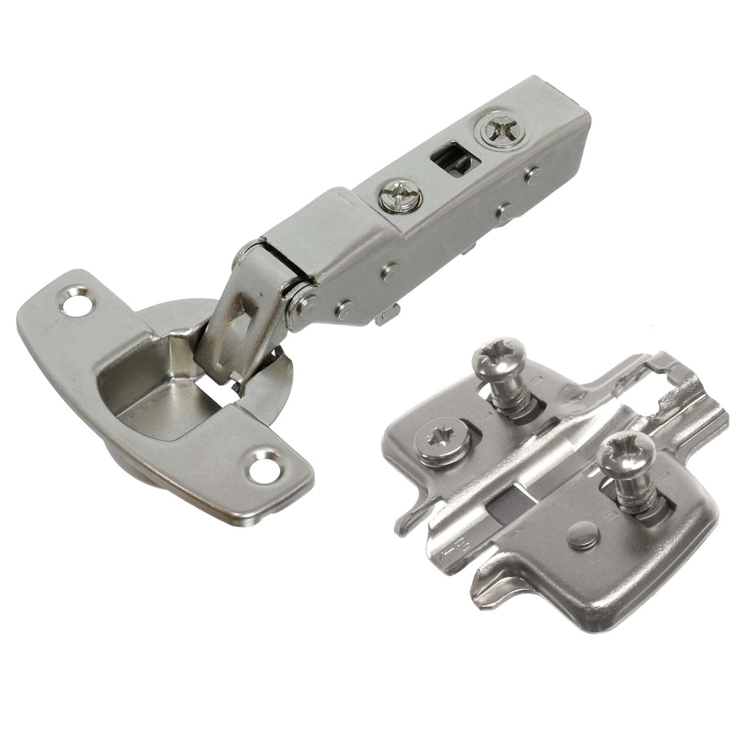 Reliapart Original Sensys 110° Cabinet Hinge And Cross Mounting Plate Set Compatible For Universal Cupboards Nickel Plated Half Overlay 52Mm X 5.5Mm Th Pattern 37Mm X 32Mm Plate With Euro Screws 9071206