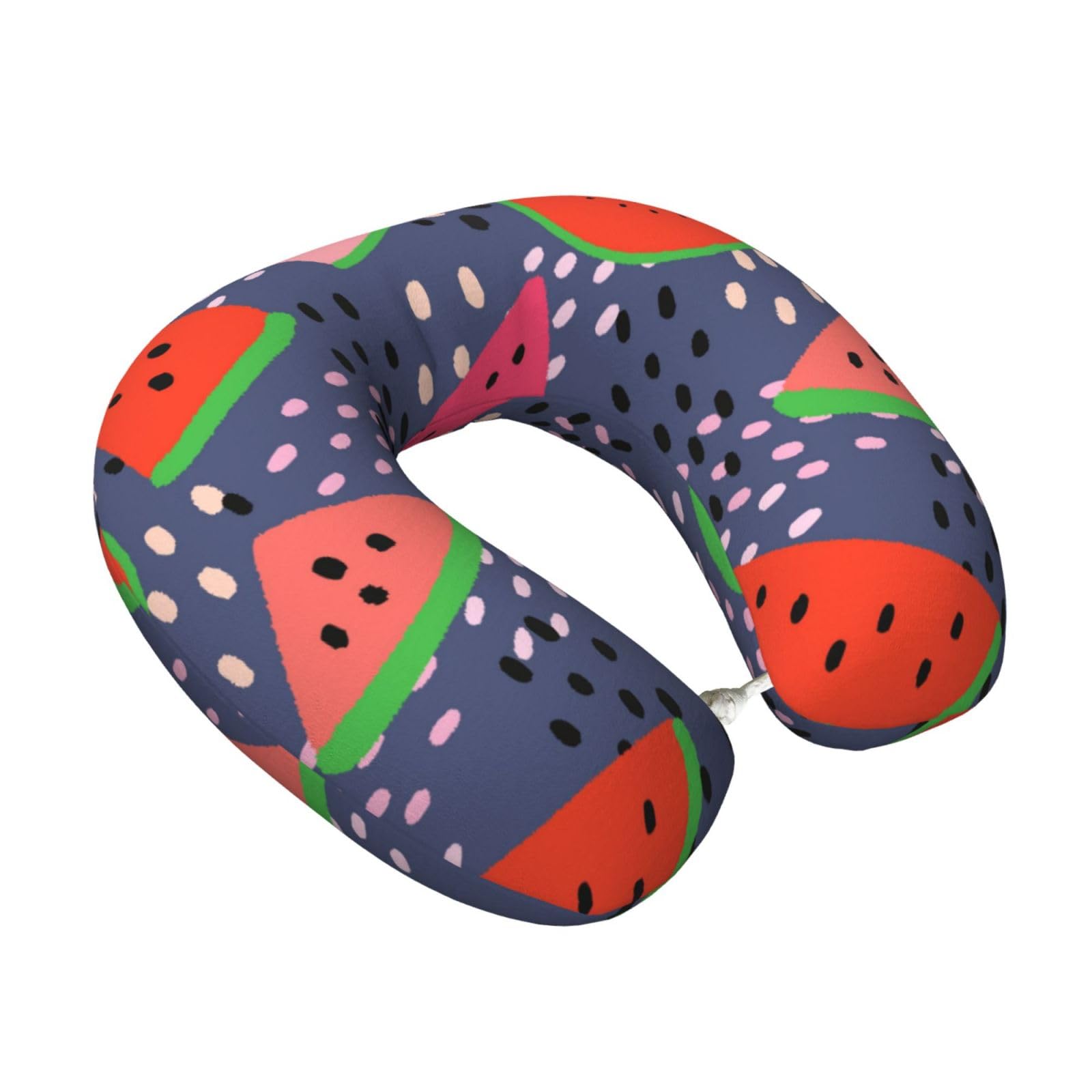 LKYMOH Summer Fruit Watermelon Design, Travel Neck Pillow U-Shaped Memory Neck Support Soft Comfortable With Washable Cover For Airplane Car Traveling and Office