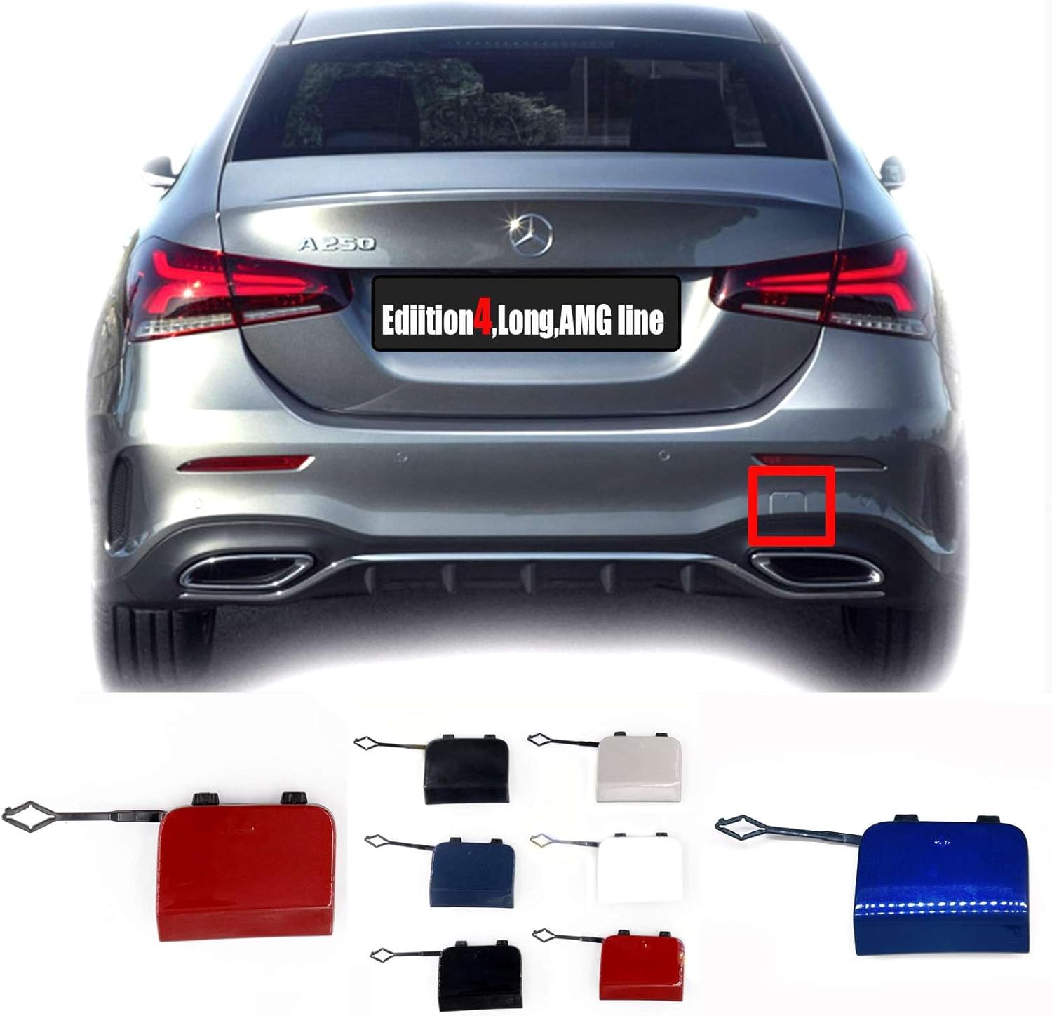 Rear Tow Cover for 19-21 Mercedes-Benz A Class W177 Z177 AMG Line Fit A160 A170 A180 A200 A220 A250 2019 2020 2021 Bumper Hook Eye Cap 1778850702 TYPE2