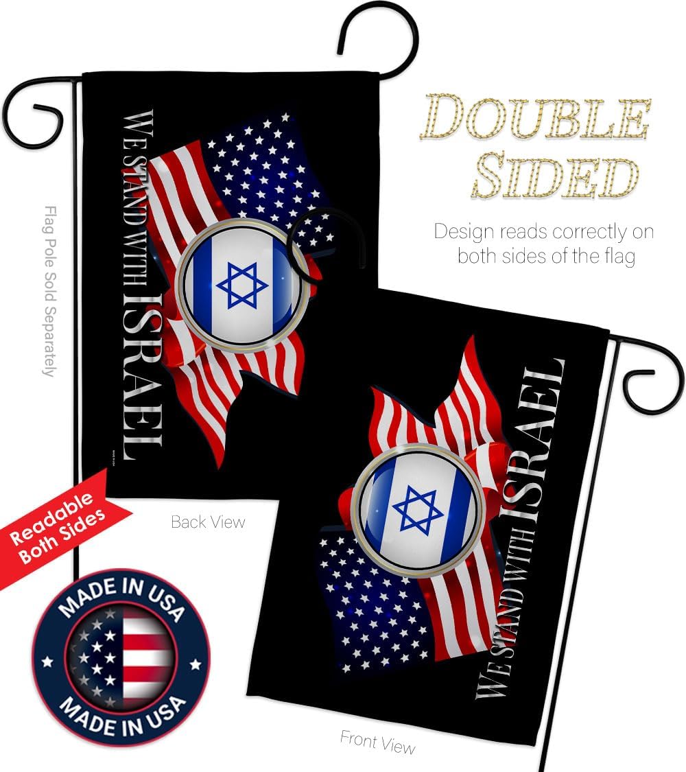 Israel Flag Israel US Decorations Garden Stand Pole Set Home Indoor Grave Yard Signs for Outside House Bandera de Israeli Banner Post Room Poster Cemetery Outdoor Tapestry, Jewish Gifts Made in USA