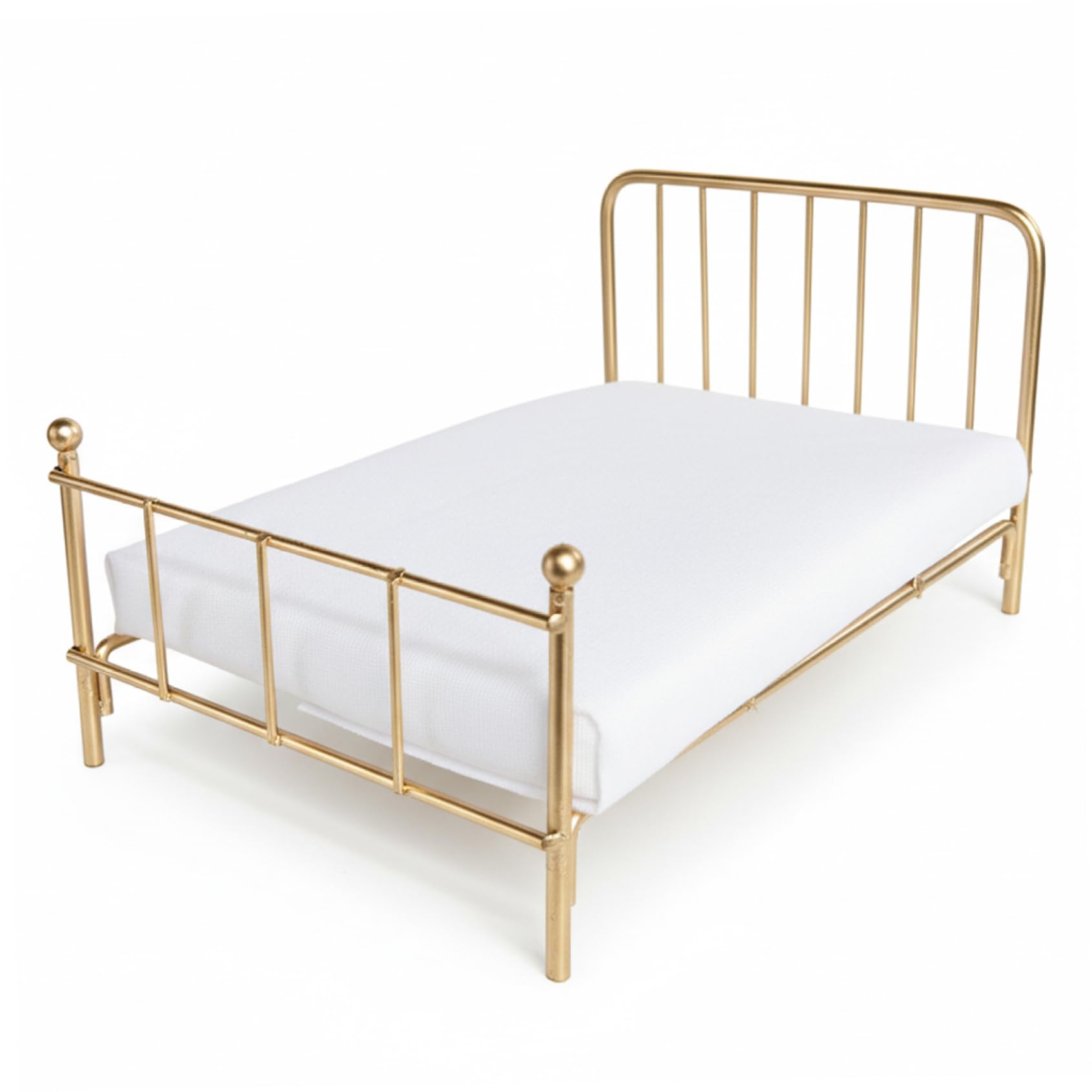 Uanqfegy Dollhouse Bed - Modern Iron Frame Toy Bed with White Mattress, 1:12 Scale Miniature Dollhouse Furniture for Realistic Bedroom Scenes
