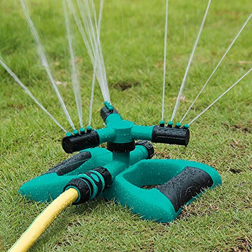 HAIZHINA Garden Sprinkler, Automatic Lawn Water Sprinkler Yard 360 Degree 3- Arm Rotating Sprinkler System Large Area Coverage Water Sprinklers for Lawns and Gardens