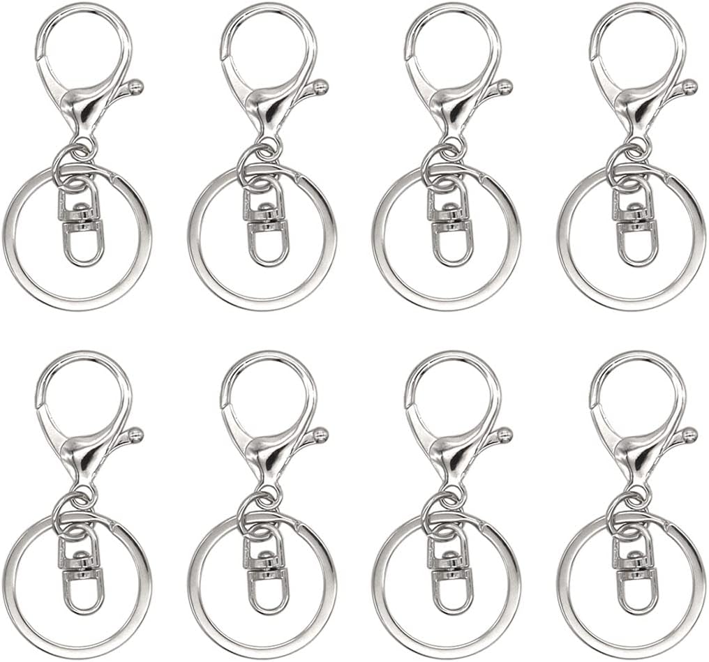 54 Pcs Lobster Claw Clasp Keychain,Swivel Clasps Hook Metal Lobster Clasp with Flat Split Ring for DIY Key Chain Accessories (Silver) - Image 4