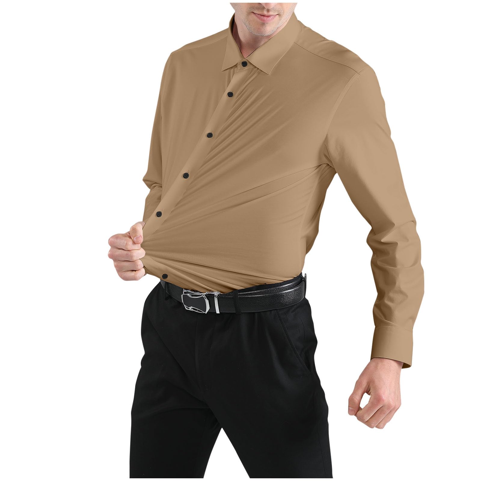 Business Dress Shirts for Men Professional Long Sleeve Blouse Formal Button Down Shirt Slim Fit Wrinkle Free Shirts