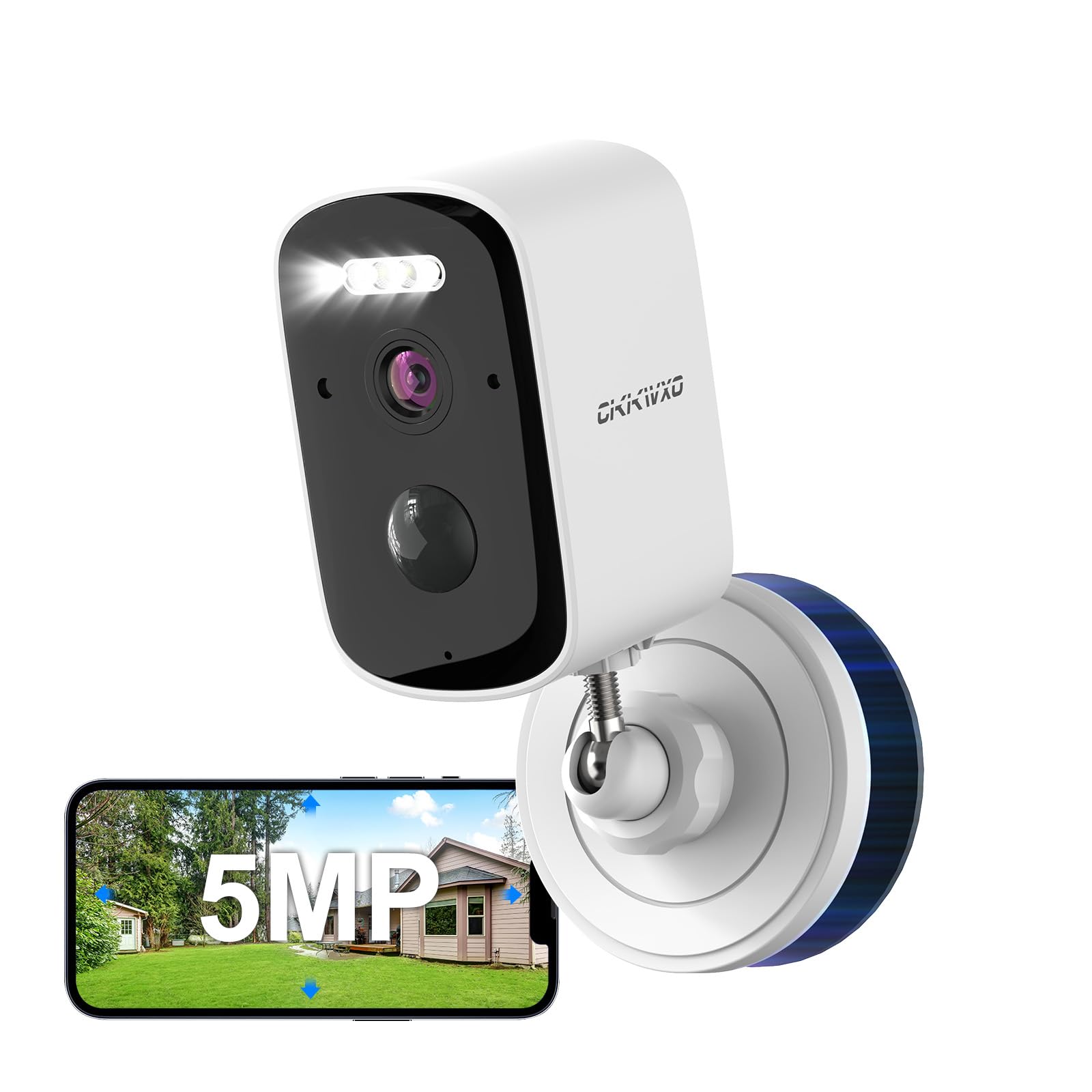 2.5K(5MP) Wireless Battery Powered WiFi Camera, Indoor and Outdoor Camera, Color Night Vision, Motion Detection, Two-Way Audio, IP65, Compatible with Alexa
