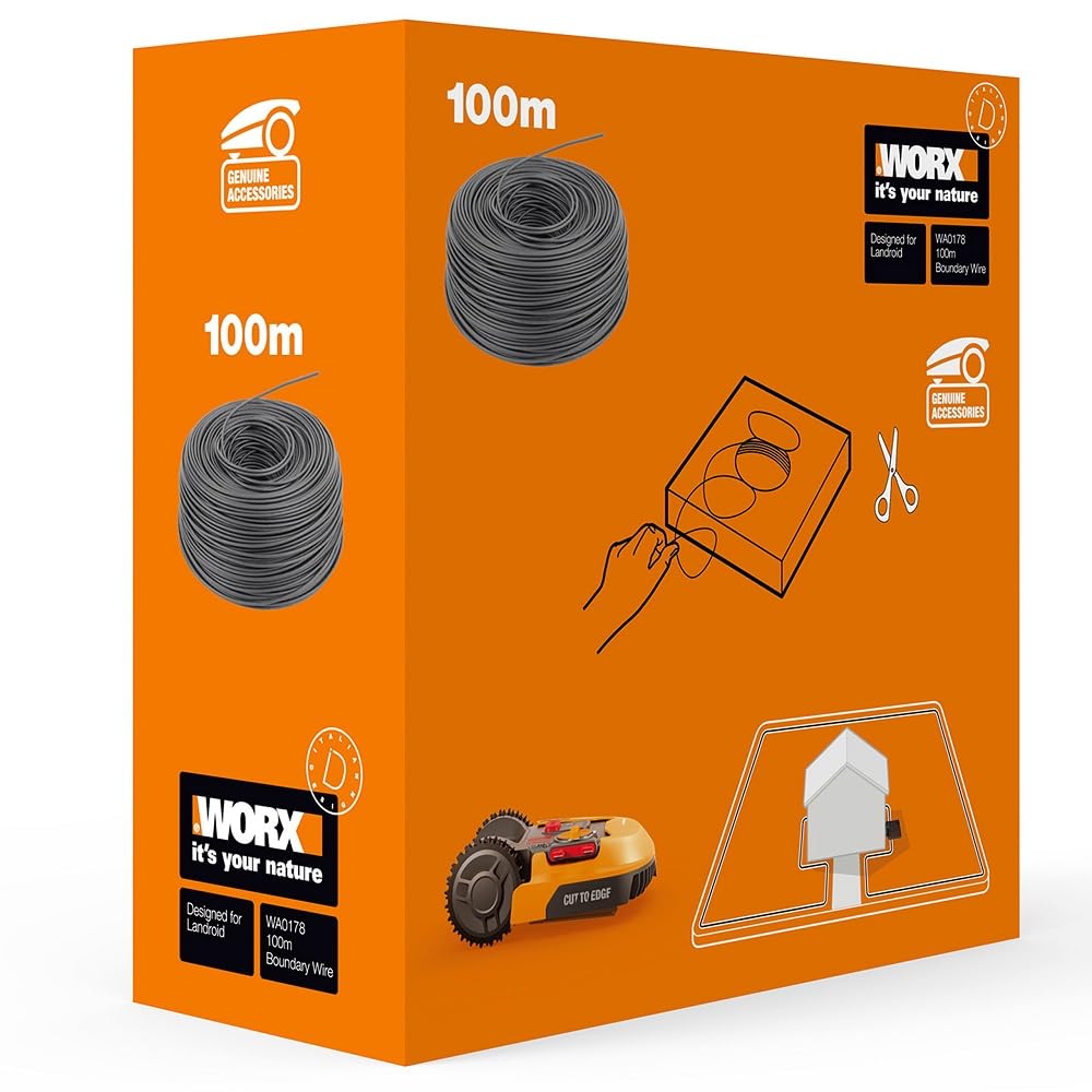 WORX WA0178 Filo perimetrale, lunghezza 100 mt. per Robot rasaerba Landroid,colore nero