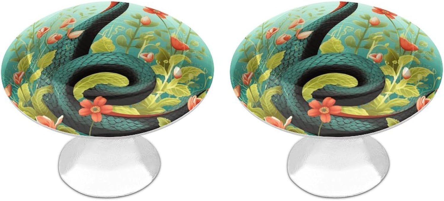 Cabinet Handles Round Drawer Pulls Snake and Flower Dresser Knobs for Cabinets and Drawers Handle Kitchen Cabinet Pulls for Bathroom Cupboard Drawers Cabinet Pulls for Kitchen Door