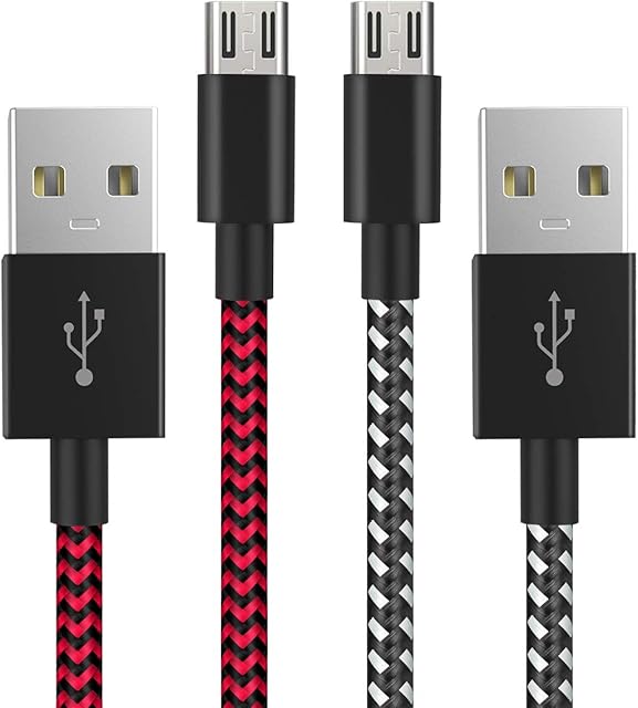 PS4 Controller Charging Cable 3M 2 Pack, 6amLifestyle Nylon Braided Extra Long Micro USB 2.0 Data Sync Cord Compatible for Playstaion 4, PS4 Slim/Pro, Xbox One S/X Controller, Android Phones