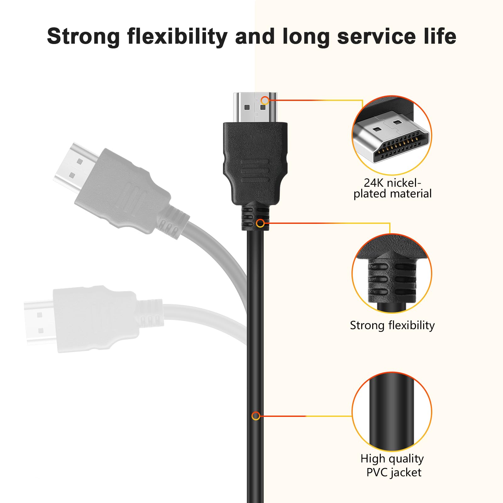 Confezione da 10 cavi HDMI 4K, 18 Gbps, cavo intrecciato HDMI ad alta velocità, 4K a 60Hz, HDR, 3D, Dolby, ARC, compatibile con PS5, PS4, HDTV, Blu-ray, Xbox, laptop (1,8 m)