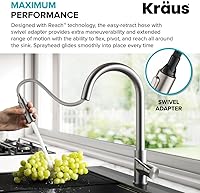 Vista 6 de Kraus Oletto - Grifo de cocina contemporáneo con un solo mango extraíble en cromado, KPF-3104CH