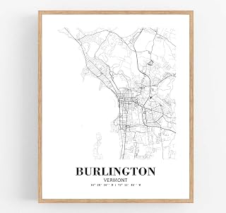 Eleville 11X14 Unframed Burlington Vermont City View Abstract Road Modern Map Art Print Poster Wall Office Home Decor Minimalist Line Art Hometown Housewarming wgn278
