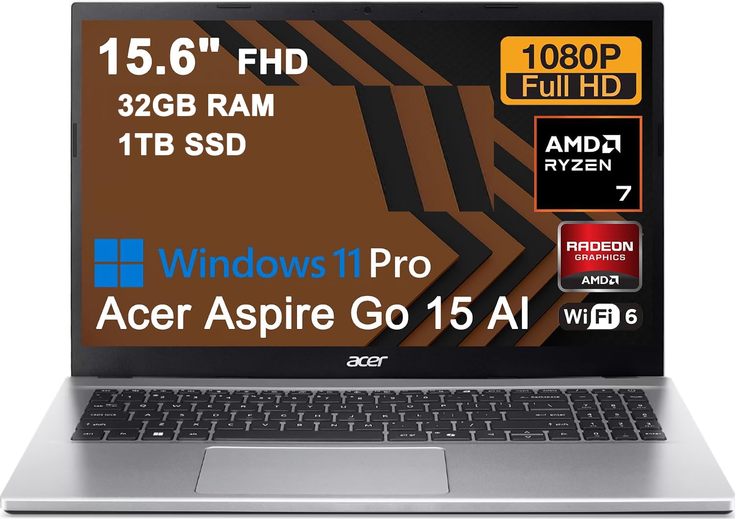 Aspire Go 15 AI Business Laptop 15.6" FHD ComfyView AMD 8-core Ryzen 7 7730U 32GB RAM 1TB SSD Type-c Wi-Fi6 Long-Lasting Battery Win11Pro ICP Acc