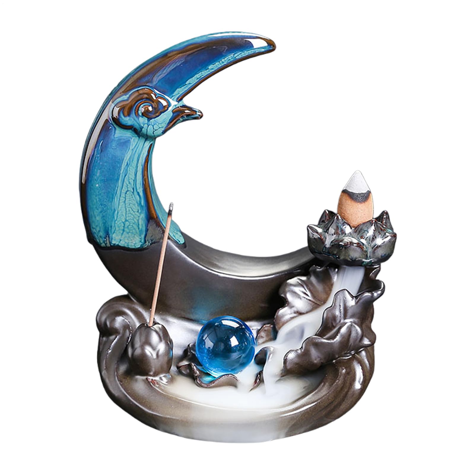 Brûleur d'encens cascade lune pour éliminer le stress et purifier l'air de la maison