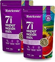 Nutricrate 7 In 1 Seeds Mix - 700g — Chia, Pumpkin, Sunflower, Flax, Sesame, Melon & Soy — Healthy Roasted Seeds and Nuts — Protein & Fibre Rich Mixed Seeds for Eating & Weight Loss (350g, Pack of 2)