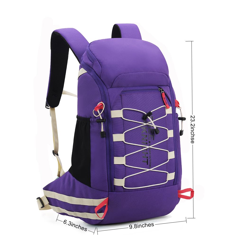 Bseash Zaino da trekking leggero e impermeabile da 40 l, con copertura antipioggia, per sport all'aria aperta, viaggi, campeggio, arrampicata, sci, Viola, 40L, Zaini Daypack