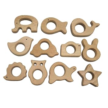 11pcs Beech Wooden Horse Montessori Toys Home Decorations Wood Cartoon Animal Craft for Painting Party Photography Tabletop Adorns Type 1