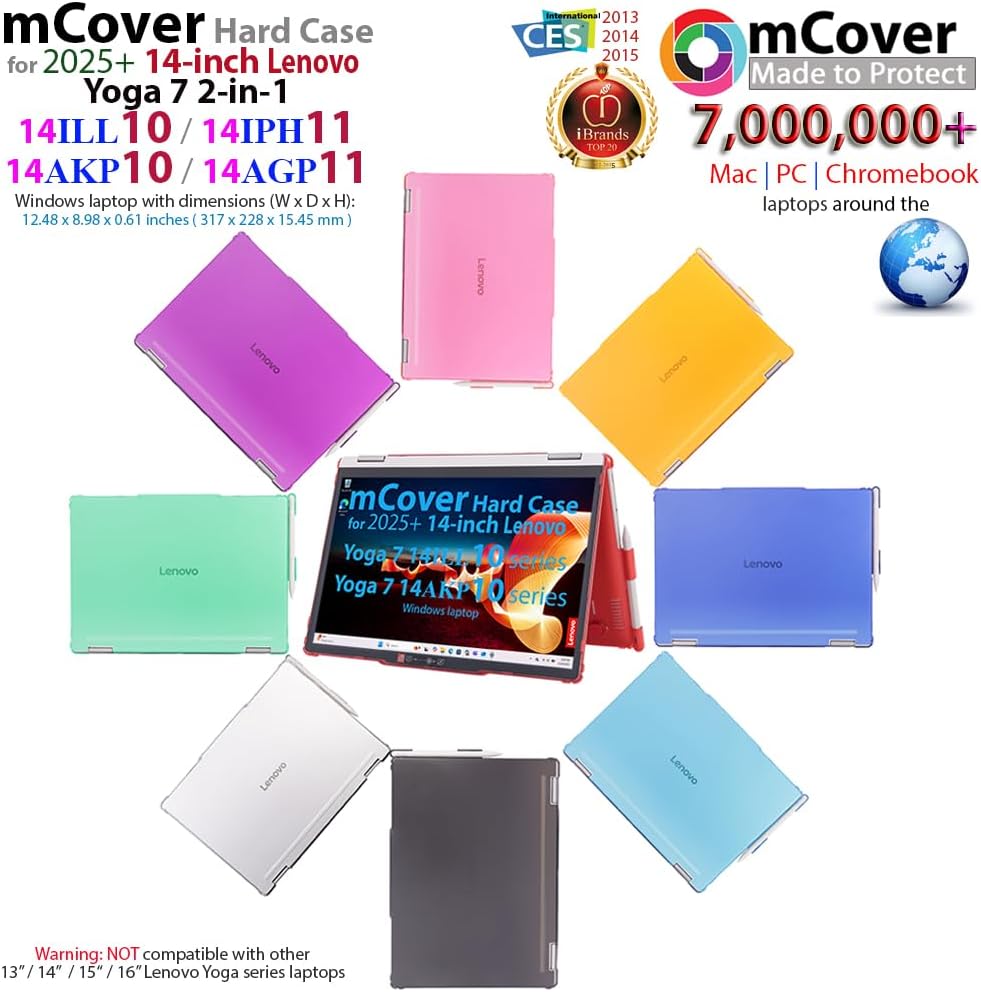 mCover case ONLY Compatible for 2025~2026 14-inch Lenovo Yoga 7 2-in-1 14ILL10 | 14AKP10 | 14IPH11 | 14AGP11 Windows Notebook PC (NOT Fitting Any Other Models) (Aqua) image 3